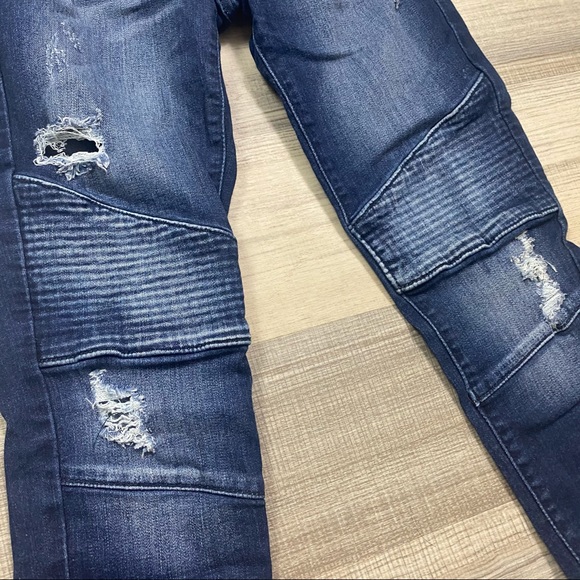 Kancan Moto Leg Distressed Skinny Jeans Blue - Picture 3 of 8